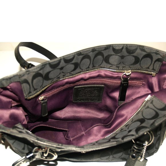 COACH A1394-23766E Black Signature Jacquard Medium Shoulder Bag - Picture 7 of 11